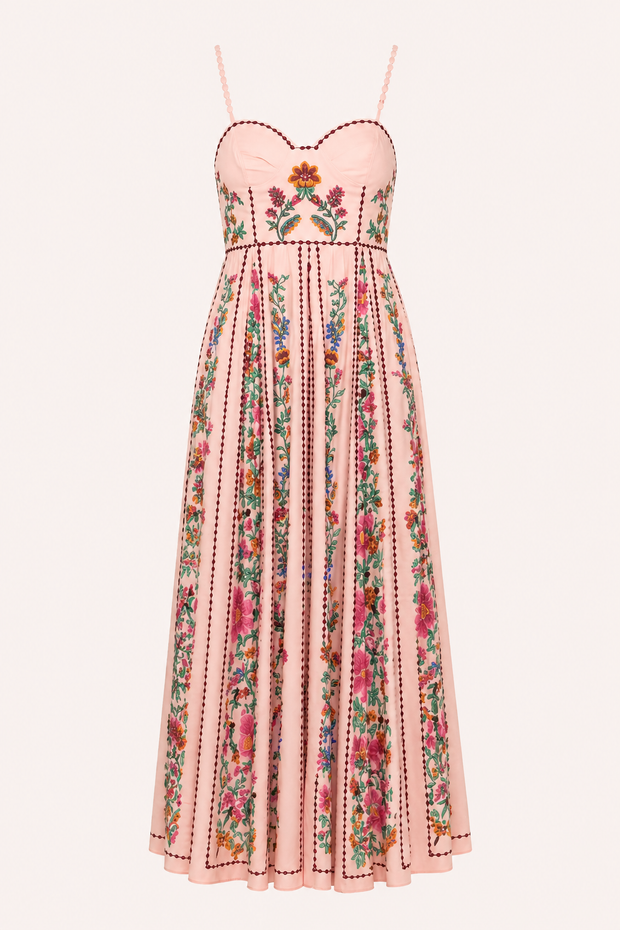 Langes trägerloses Sommerkleid mit Blumendruck - Nadine