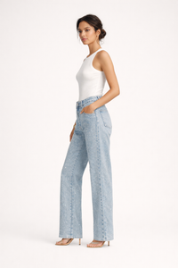 Damen-Jeanshose mit hoher Taille und Strasssteinen - Amelie
