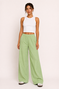 Damen Freizeithose gestreift weit geschnitten bequemer Gummibund - Naire