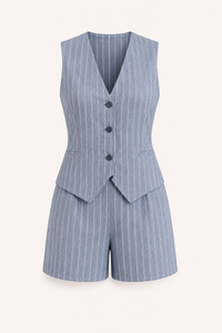 Gestreifte Damenweste und hochgeschlossene Shorts - Pinny