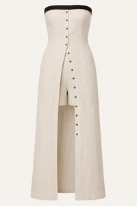 Langes Bandeau-Set aus Leinen mit kurzen Hosen - Senta