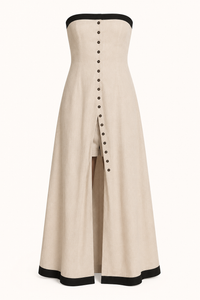 Langes Bandeau-Set aus Leinen mit kurzen Hosen - Senta