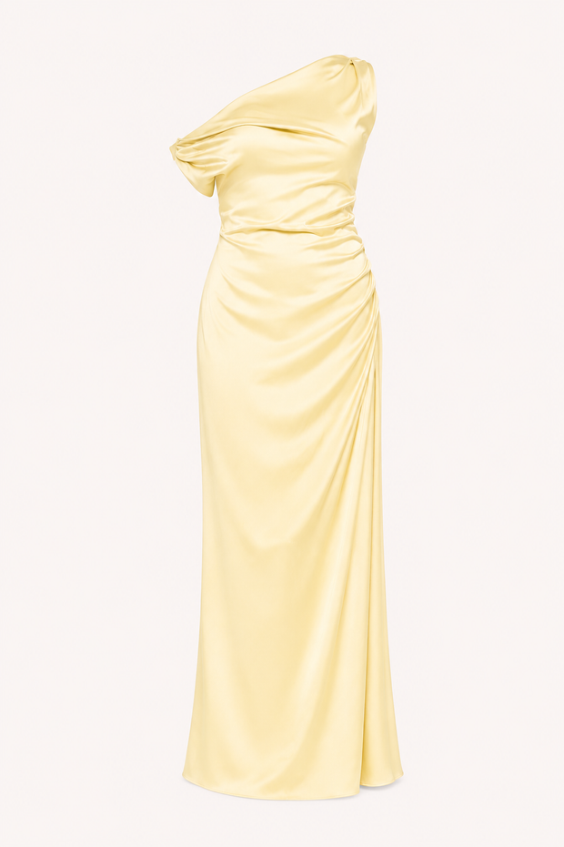 Langes, drapiertes Ein-Schulter-Kleid für Damen – Guita