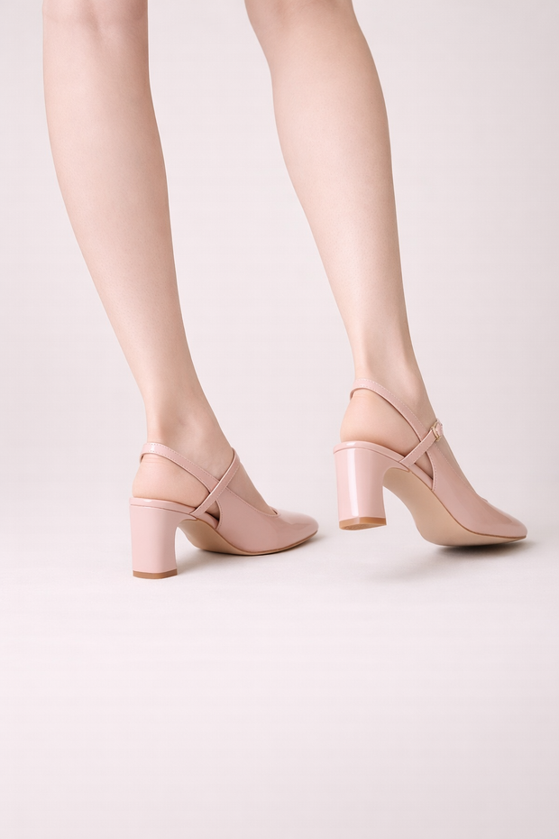 Damenschuhe mit quadratischer Spitze und Kreuzriemen mit Schnalle - Camille