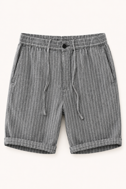 Herren Leinen Bermuda Shorts vertikale Streifen - Nadal