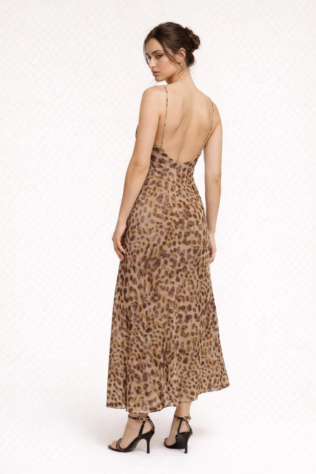 Maxikleid mit Leopardenmuster für Frauen - Brunhilde