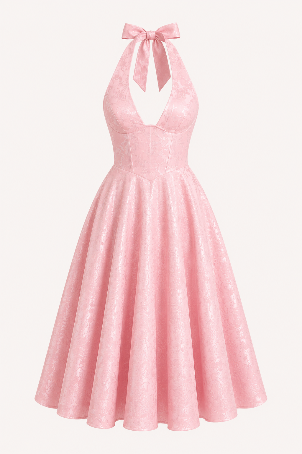 Midikleid Neckholder Frau elegant weitem Rock - Elodie
