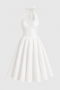 Midikleid Neckholder Frau elegant weitem Rock - Elodie