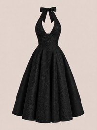 Midikleid Neckholder Frau elegant weitem Rock - Elodie
