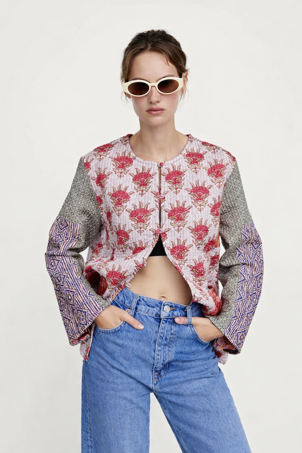 Frühlingsjacke mit Patchworkdruck für Frauen - Gerlinde