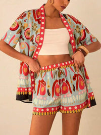 Damen Frühjahr gedruckt Kimono kurz und Shorts Set - Arlena