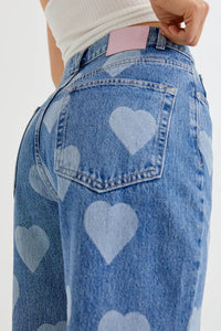Jeans mit hoher Taille in Jeansblau