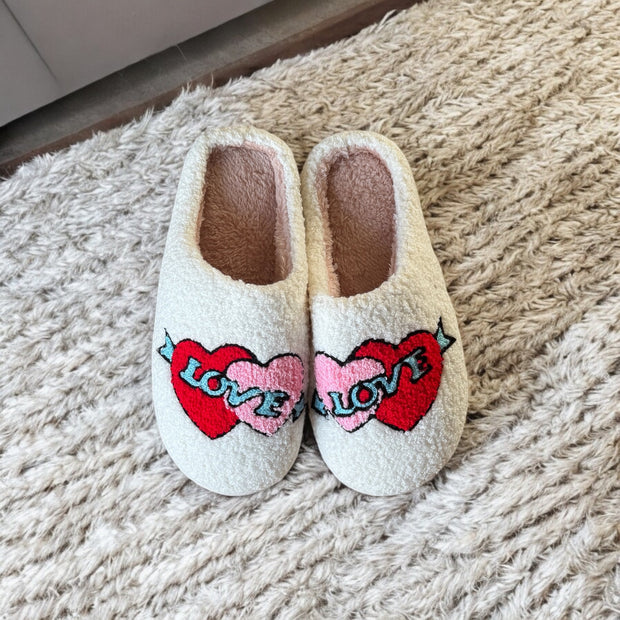 Damenplüschpantoffeln mit Stickereimotiv - Valentina
