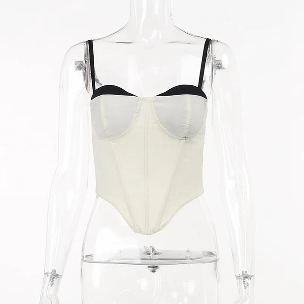 Sophia - Modernes Bustier-Oberteil mit Kontrastpaspelierung und Spaghettiträgern