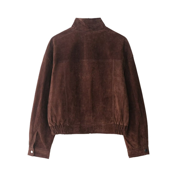 Damenjacke aus Wildleder mit Fronttaschen - Mireane