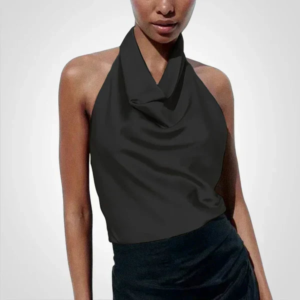 Elenoir - Satin CropTop mit Neckholder