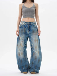 Locker geschnittene Hose in Blau