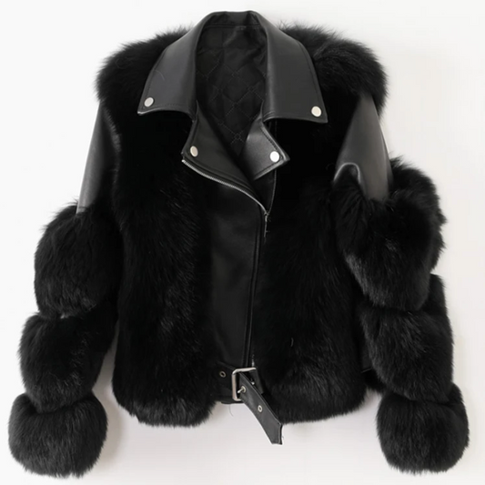 Lederjacke mit Kunstfellbesatz und edler Optik