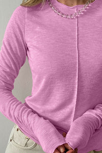 Top mit Rundhalsausschnitt und Strickstruktur