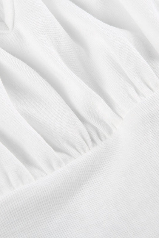 T-Shirt mit langen Ärmeln, Raffung und Bindedetail
