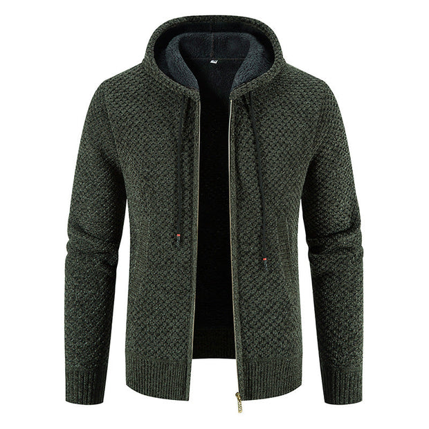 Herrenstrickjacke mit Kapuze und Innenfutter - Rynor