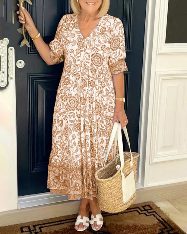 Gracia - Bohème-Kleid mit V-Ausschnitt
