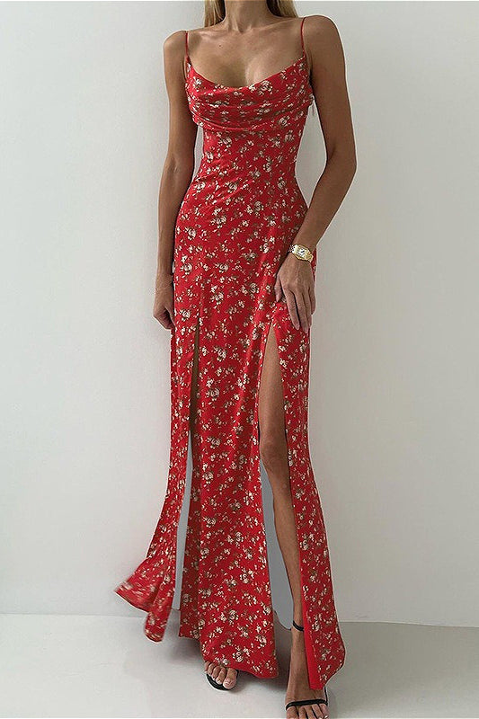 Kleid mit Blumenmuster und Farbblockmuster