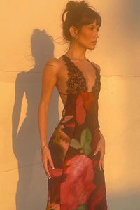 Maxikleid mit Spitze in Rot