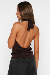 Top mit Neckholder und Satinoptik