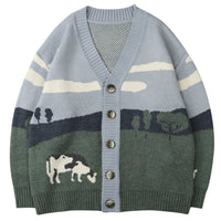 Herrenstrickjacke mit Knopfverschluss und grafischem Muster - Thomas