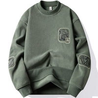 Herrenpullover mit Rundhalsausschnitt und dekorativen Patches - Bjornik