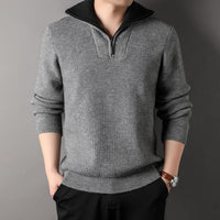 Herren-Rippstrickpullover mit halbem Reißverschlusskragen - Elion