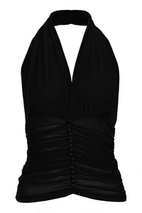 Top mit Neckholder, kurzem Schnitt und Knopfdetails