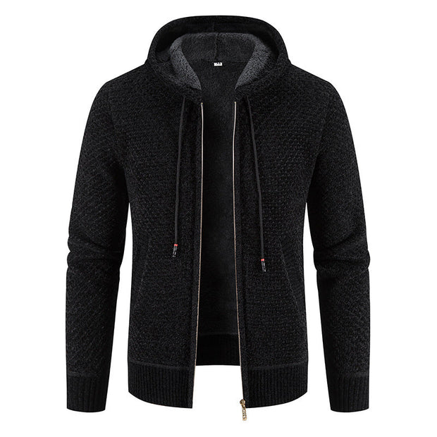 Herrenstrickjacke mit Kapuze und Innenfutter - Rynor