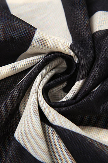 Maxikleid mit V-Ausschnitt, Farbblockmuster und Druck