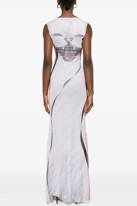 Ärmelloses Kleid mit Druck