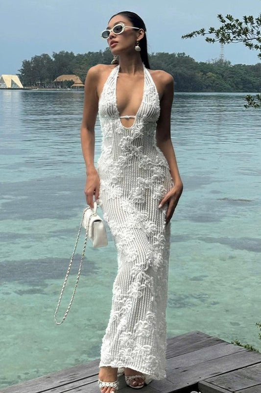 Trägerloses Maxikleid mit Neckholder