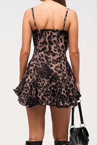 Minikleid mit Leopardenmuster und Spitze