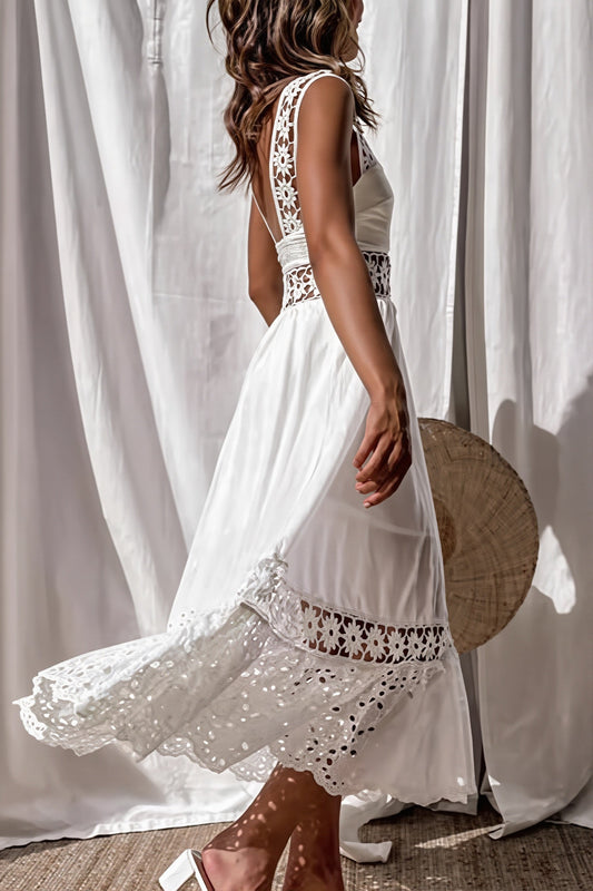 Ärmelloses Maxikleid mit Spitze