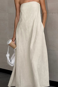 Trägerloses Maxikleid mit Baumwolle und Leinen