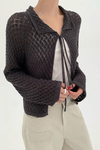 Strickjacke mit Bindedetail und Strickstruktur