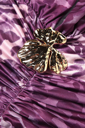 Rückenfreies Maxikleid mit Neckholder, V-Ausschnitt und Leopardenmuster