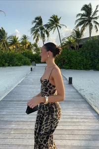 Maxikleid mit Leopardenmuster in Braun