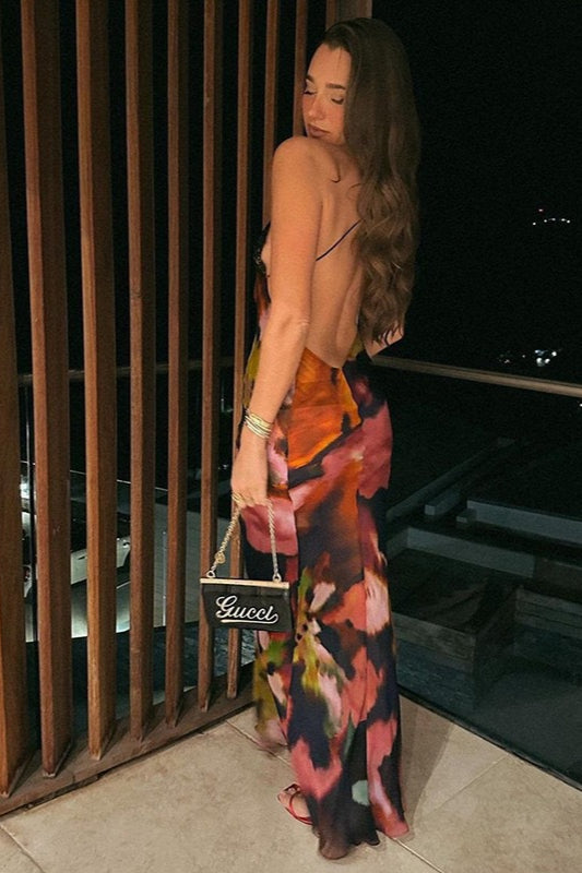 Maxikleid mit Spitze in Rot