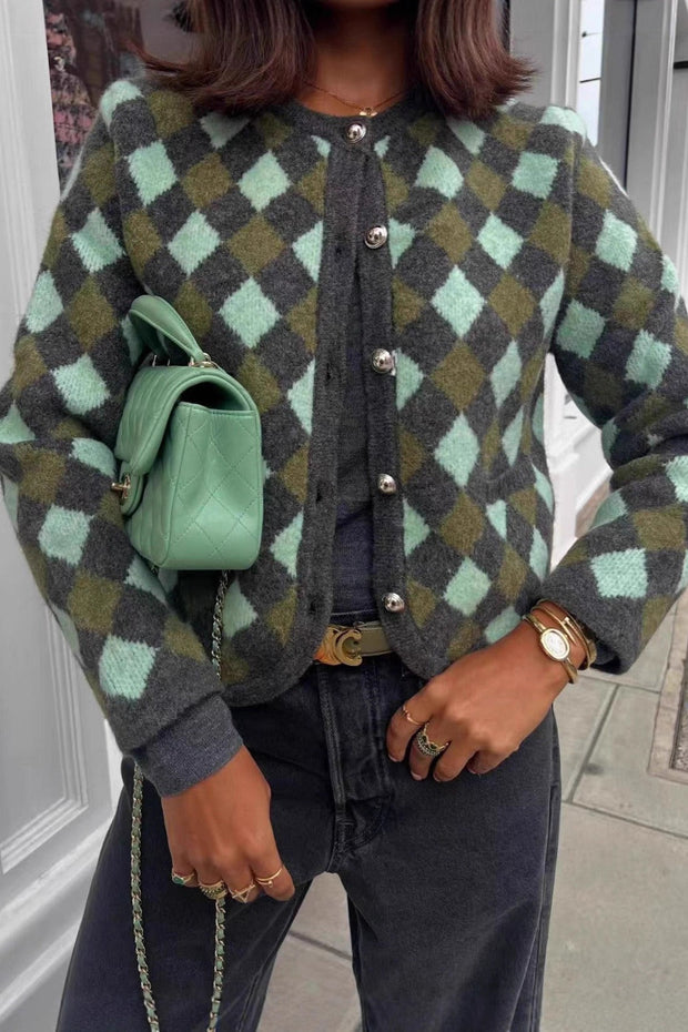 Strickjacke mit Strickstruktur in Grün