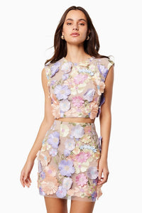 Rosa Floral Besticktes Set