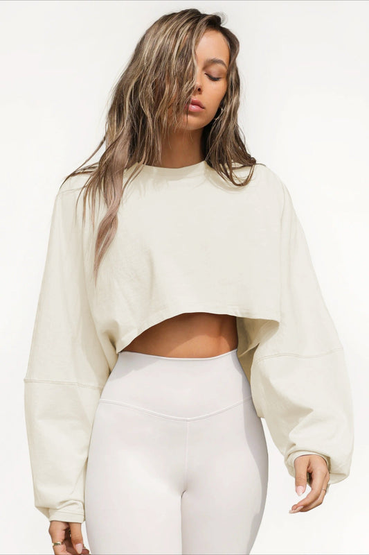 Sweatshirt mit Rundhalsausschnitt und kurzem Schnitt