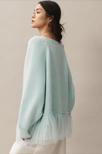 Strickjacke mit Strickstruktur und Rüschen