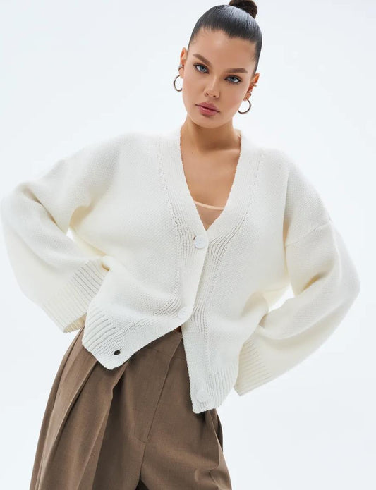 Damen Strickjacke, lockere Passform, Grobstrick - Uveris