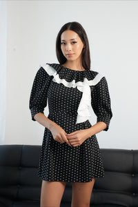 Minikleid mit Puffärmeln und Punktemuster
